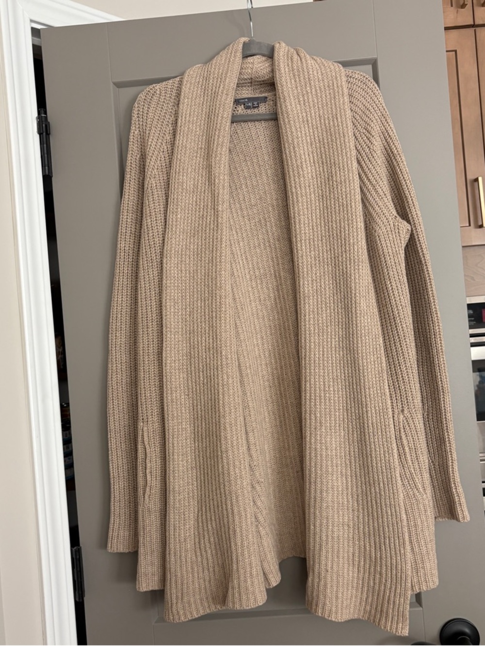 Vince Tan Shawl Collar Yak and Wool Cardigan Sweater Oversized Large